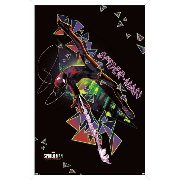 Marvel's Spider-Man: Miles Morales - Jump Wall Poster, 14.725" x 22.375", Framed