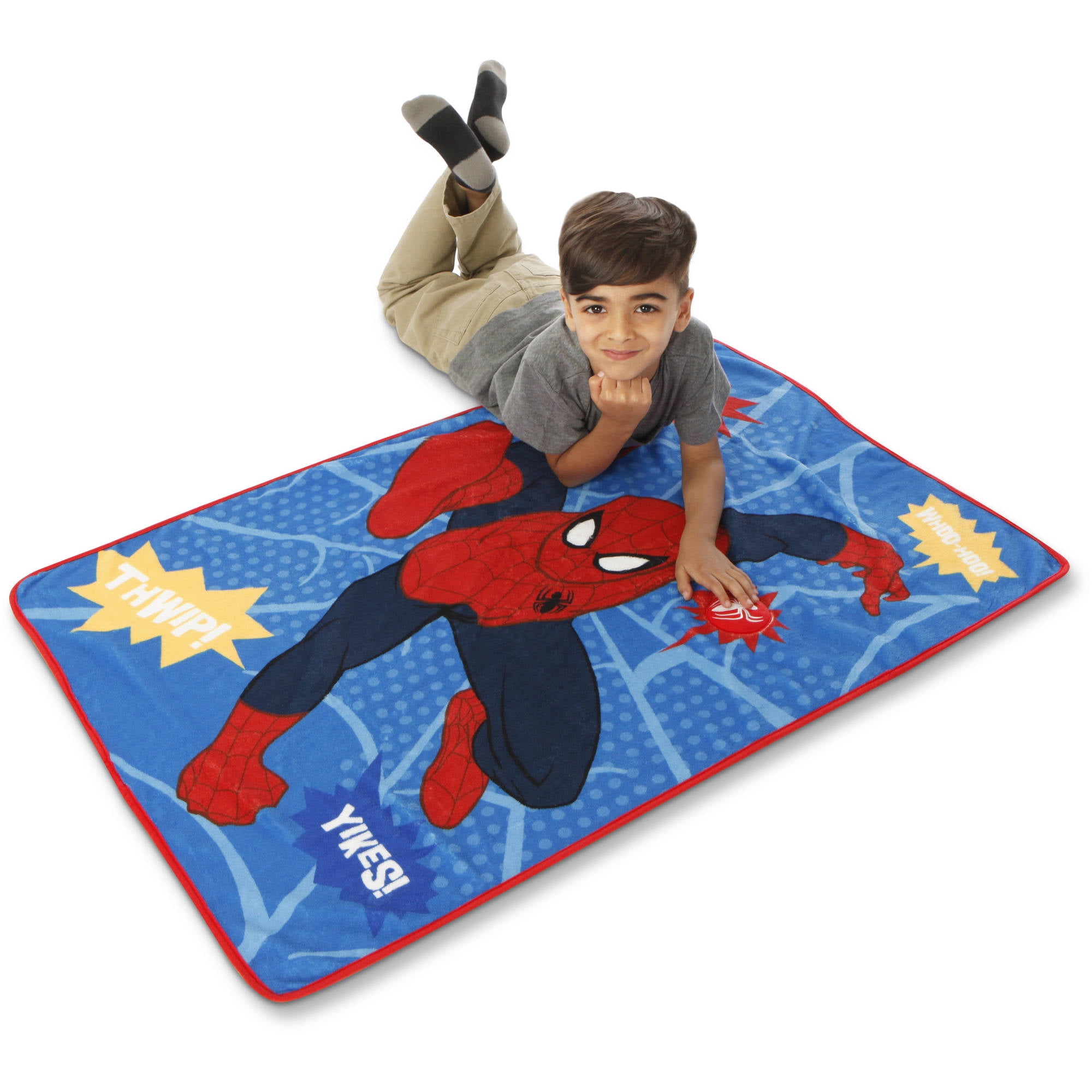 Marvel Spiderman Go Spidey Toddler Blanket with Sound, Red