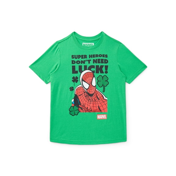 Marvel's Spider-Man Boys St. Patrick's Day Graphic Tee with Short Sleeves, Sizes 4-18