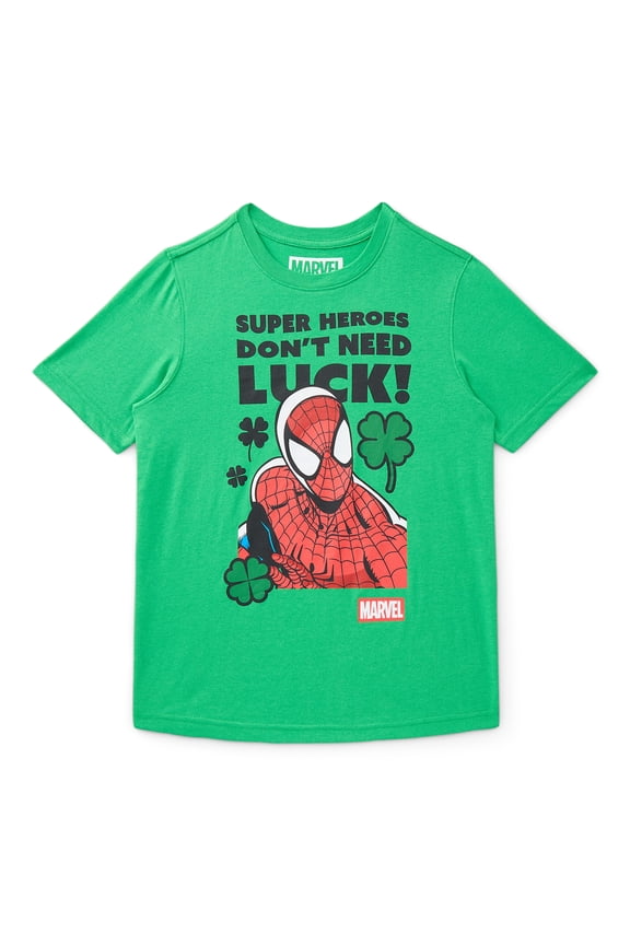 Marvel's Spider-Man Boys St. Patrick's Day Graphic Tee with Short Sleeves, Sizes 4-18
