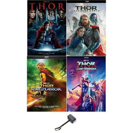 Marvel's Thor One 1 Two 2 Three 3 Four 4 Complete 4 DVD Movie Set Includes Thor's Hammer Decal