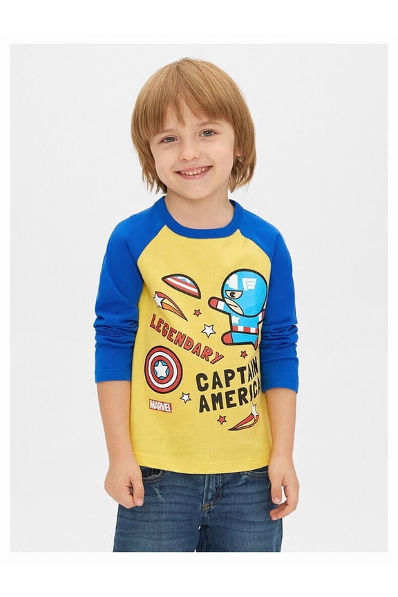 Marvel x Gap Super Hero Kawaii Captain America Toddler Boys Long sleeve Shirt Size 2Yrs