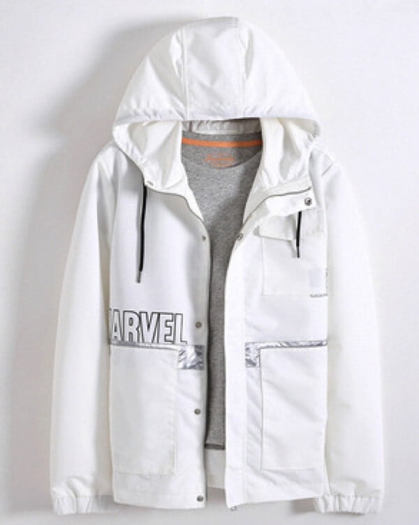 Marvel x JeansWest Mens White long sleeve Hooded Jacket Size