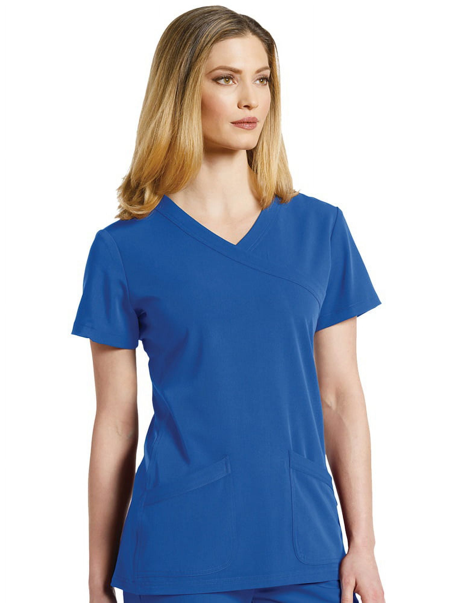 Marvella By White Cross Women's Mock Wrap Stretch Panel Solid Scrub Top