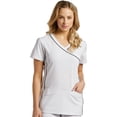 thumbnail image 1 of Marvella By White Cross Women's V-Neck Contrast Piping Solid Scrub Top, 1 of 1