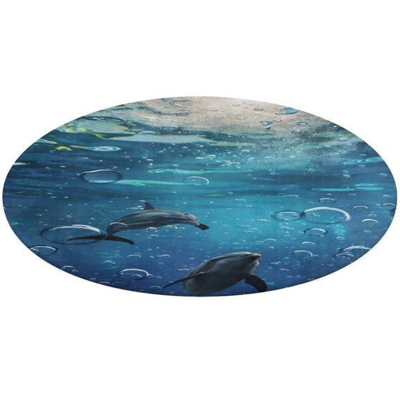 Marvels of The Sea Floral Medallion Round Rug - Small Round Area Rug, Soft Non-Slip Machine Washable Bedroom Mat Indoor Accent Entry Carpet for Office Desk Dorm Hallway