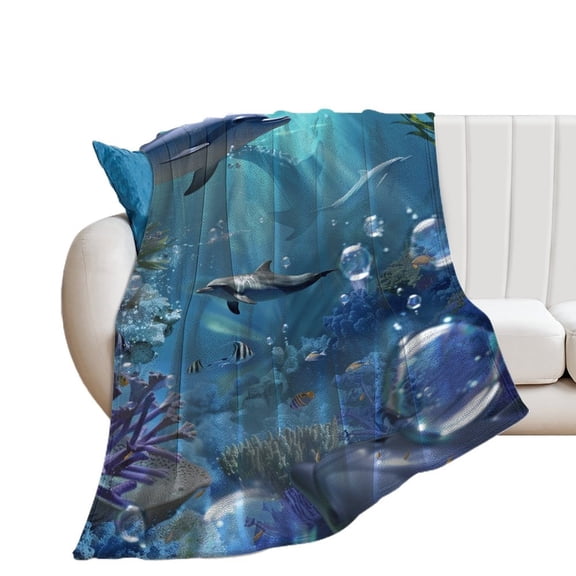 Marvels of The Sea Flannel Blanket Lightweight Blanket for Couch Sofa Bed, Super Soft Cozy Print Warm Blanket