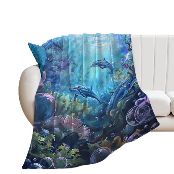 Marvels of The Sea Print Blanket Warm Throw Blanket Soft Flannel Lightweight Throw Blankets Couch Bed Travel Bedding Room Decor for Kids Teens Adults