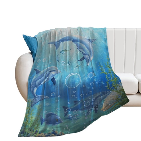 Marvels of The Sea Print Blanket Warm Throw Blanket Soft Flannel Lightweight Throw Blankets Couch Bed Travel Bedding Room Decor for Kids Teens Adults