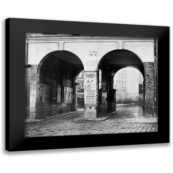 Marville, Charles 14x12 Black Modern Framed Museum Art Print Titled - Paris, about 1865 - The Double Doorway, rue de la Ferronnerie