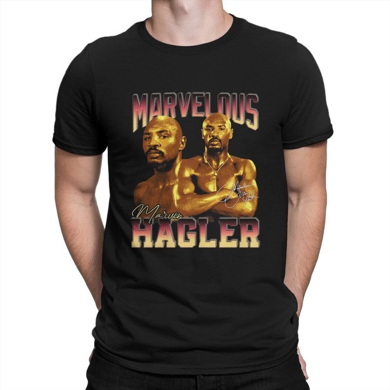 Marvin Hagler Boxing Signature T Shirt for Men Cotton Vintage T-Shirts ...