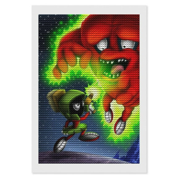 Marvin the Martian Diamond Art Kits for Adults Cartoon 5D DIY Diamond Art Kits Full Round Drill Crystal Arts and Crafts Anime Gem Art Painting Kit for Home Wall Decor 8"×12"