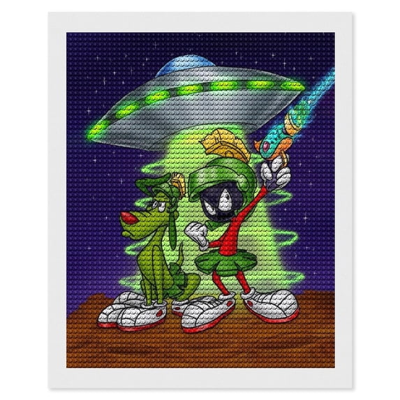 Marvin the Martian Diamond Art Kits for Adults Cartoon 5D DIY Diamond Art Kits Full Round Drill Crystal Arts and Crafts Anime Gem Art Painting Kit for Home Wall Decor 16"×20"