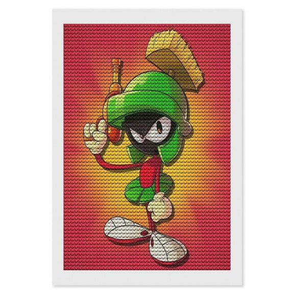 Marvin the Martian Diamond Art Kits for Adults Cartoon 5D DIY Diamond Art Kits Full Round Drill Crystal Arts and Crafts Anime Gem Art Painting Kit for Home Wall Decor 8"×12"