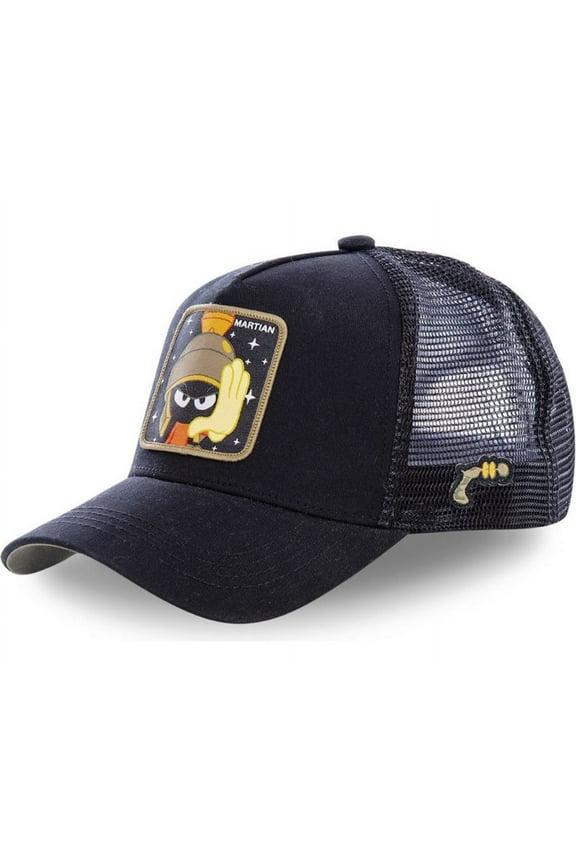 Marvin The Martian Cartoon Character Black Trucker Baseball Cap Hat