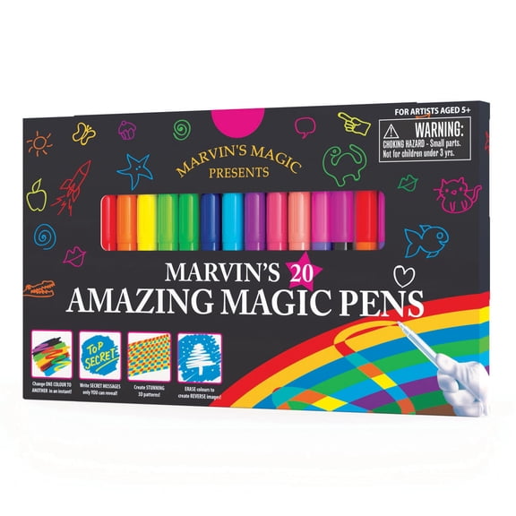 Marvin's Magic - Original x 20 Amazing Magic Marker Pens - Color Changing Magic Pen Art - Create 3D Lettering or Write Secret Messages - Includes 20 Magic Pens