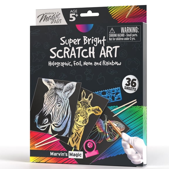 Marvin's Magic Scratch Art Kit for Kids - Rainbow Sheets - Age 5-12
