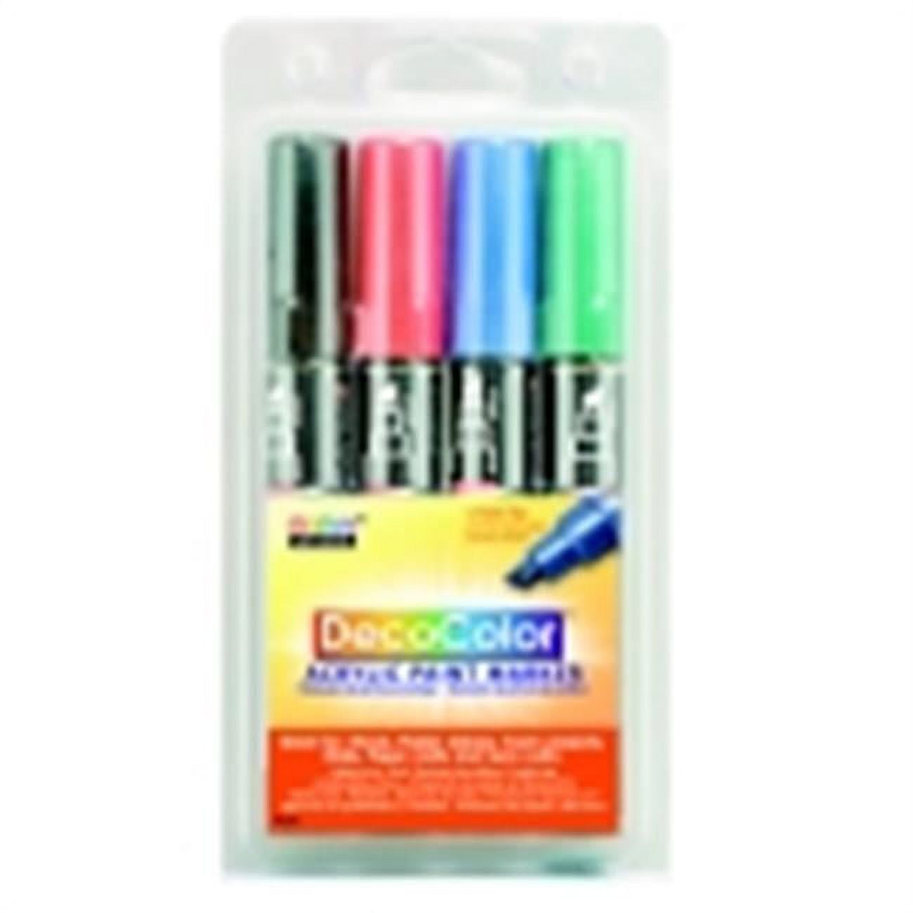 Marvy 3 Way Chisel Tip Acid Free Non Toxic Water Based Acrylic Paint Marker, Pack 4