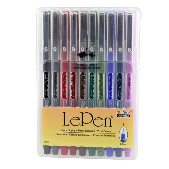 Le Pen 10-Piece Dark Ink Pen Set | Micro-Fine Point | Smudge-Proof, Acid-Free, Non-Toxic Ink | Ideal for Journaling, Planners, & Scrapbooking