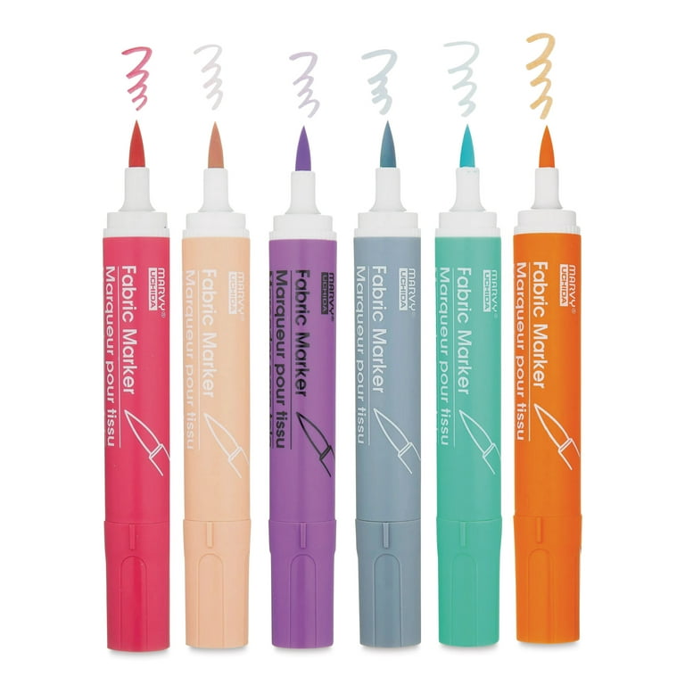 Marvy Fabric Markers, Pastel (Set of 6)