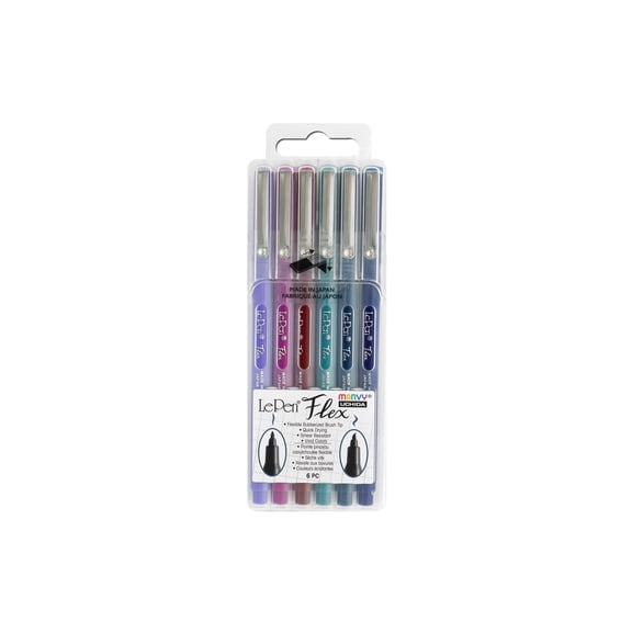 Uchida Le Pen Flex Set Jewel 6-Piece Multicolor Fine Tip Pens