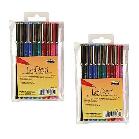 Marvy Uchida 4300-10A Le Pen Acid-Free Non-Toxic Pen, Micro Fine Tip, Assorted Colors, 10 Pens (Pack of 2 for Total of 20 Pens)