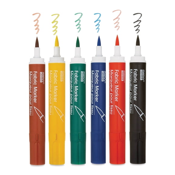 Marvy Uchida Basic Fabric Markers, 6 Piece