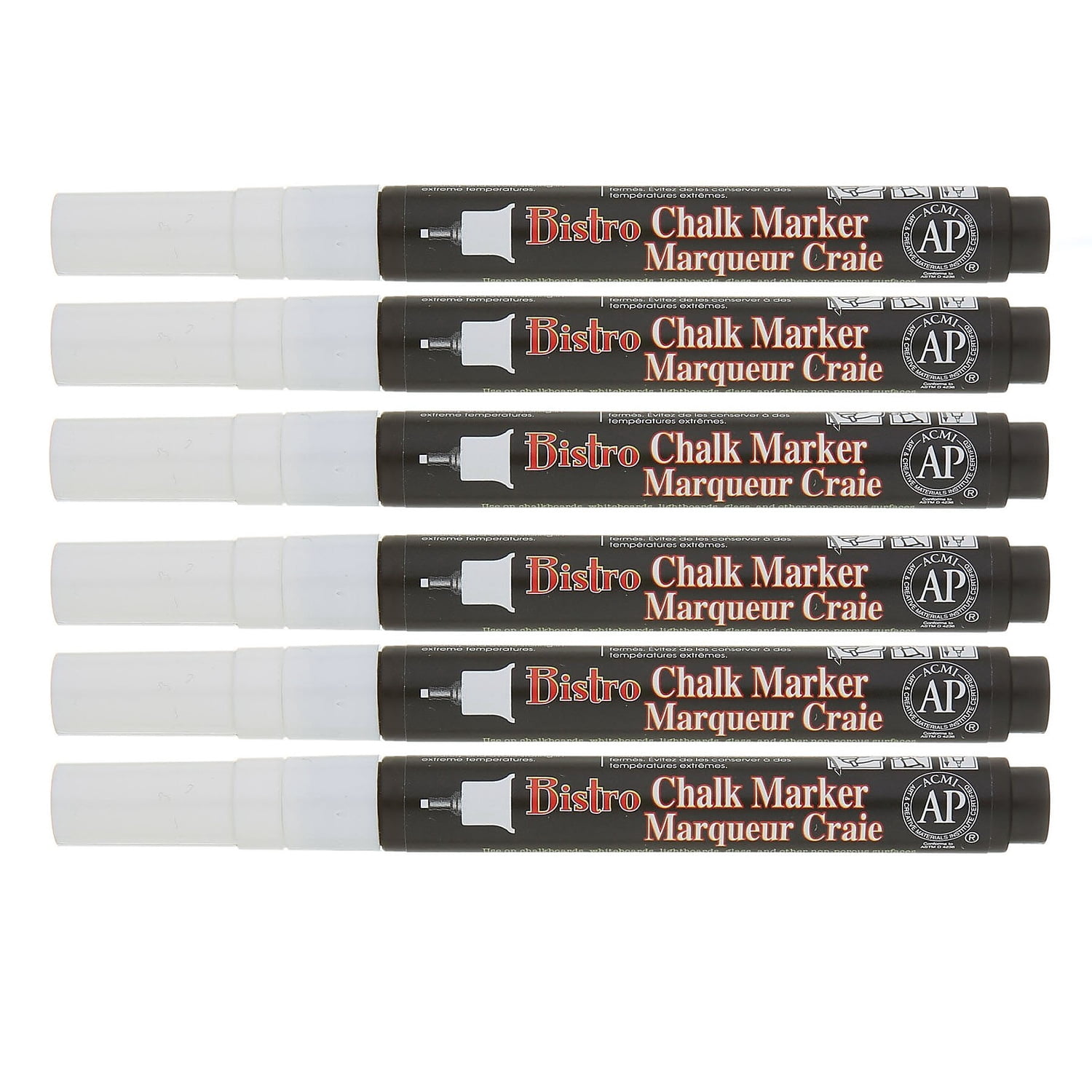 Marvy Uchida Bistro Chalk Markers Extra Fine Tip White Pack of 6 ...
