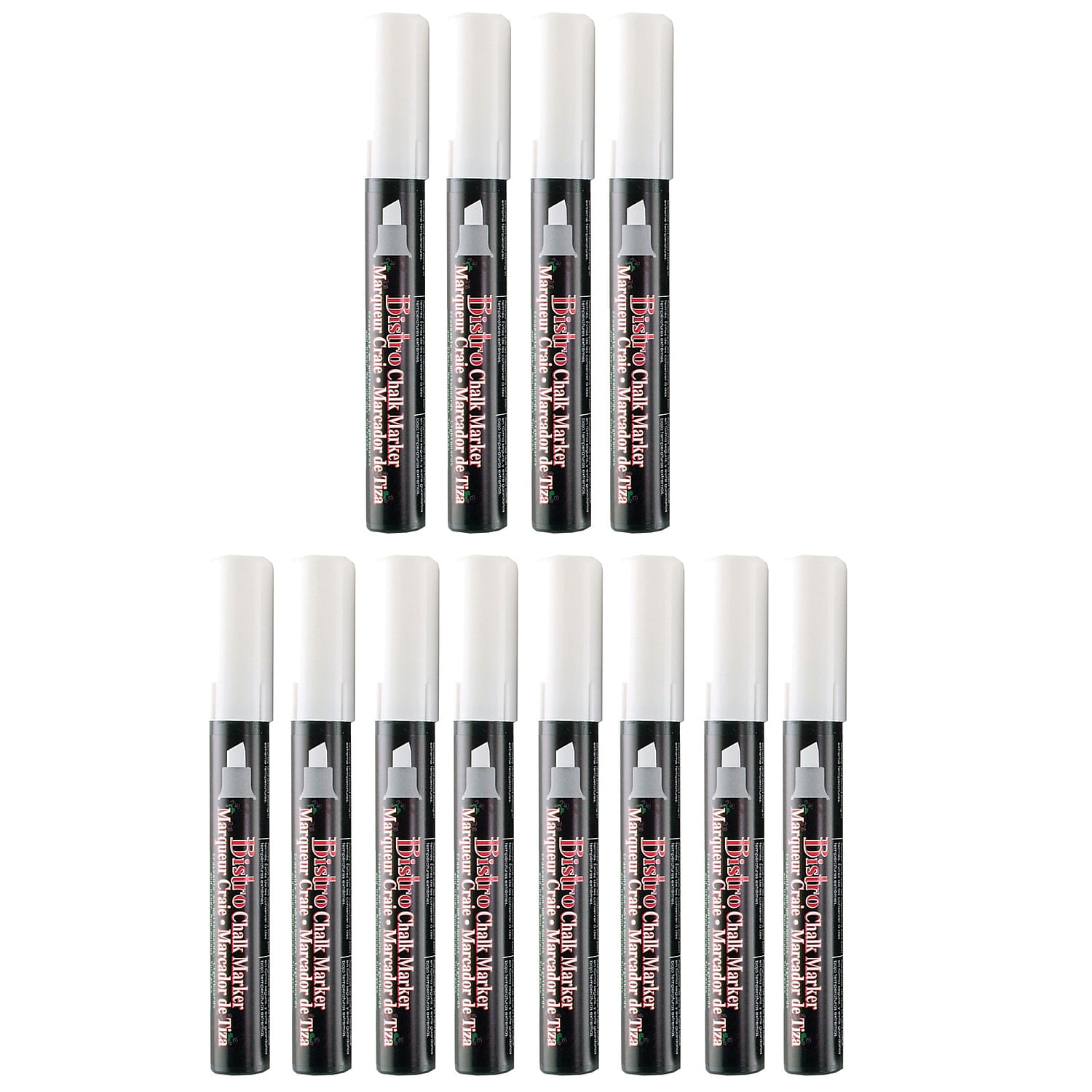 Marvy Uchida Bistro Chisel Tip Chalk Marker, White, Pack of 12