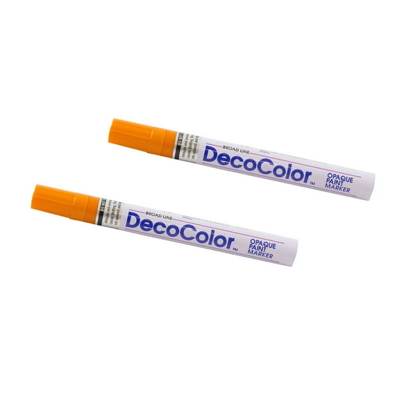Marvy Uchida Broad Line Opaque Paint Markers, Orange, 2/Pack