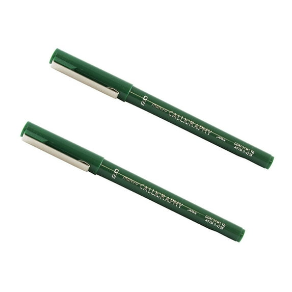 Marvy Uchida Calligraphy Pens, 2.0 mm, Green, 2/Pack