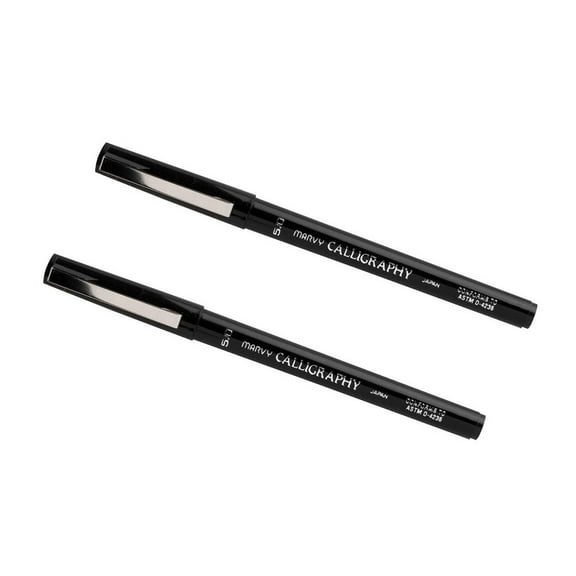 Marvy Uchida Calligraphy Pens, 5.0 mm, Black, 2/Pack