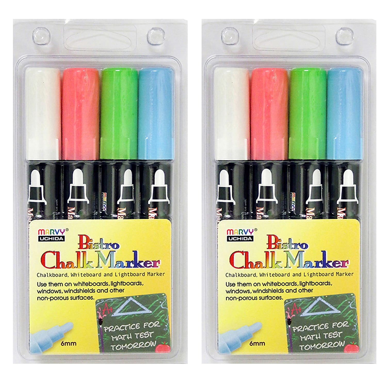 Marvy Uchida Chalk Markers Bullet Tip Assorted 4/Pack 2 Packs (UCH4804ED-2)