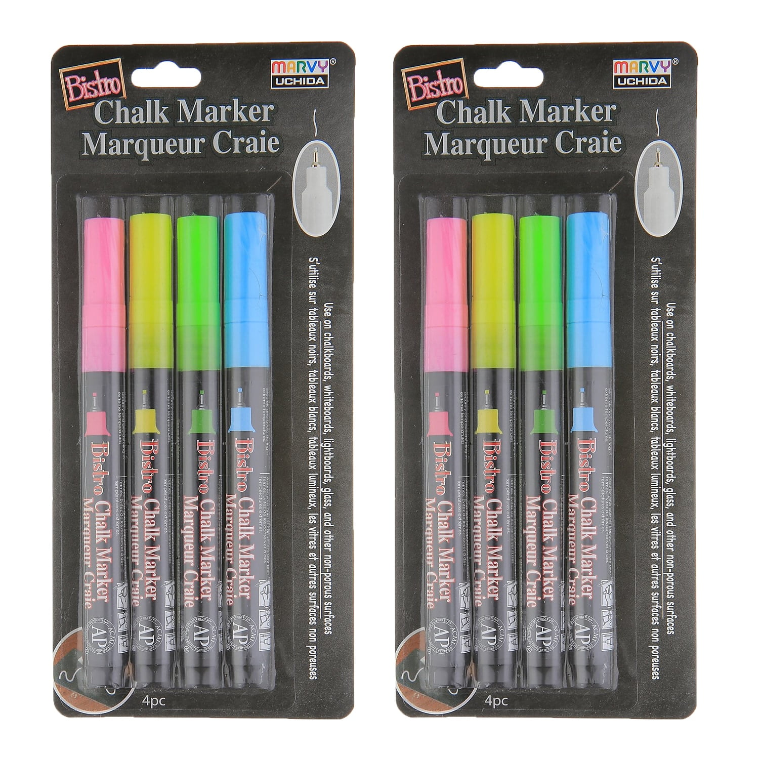 Marvy Uchida Chalk Markers Extra Fine Tip Assorted 4/Pack 2 Packs (UCH4854A-2)