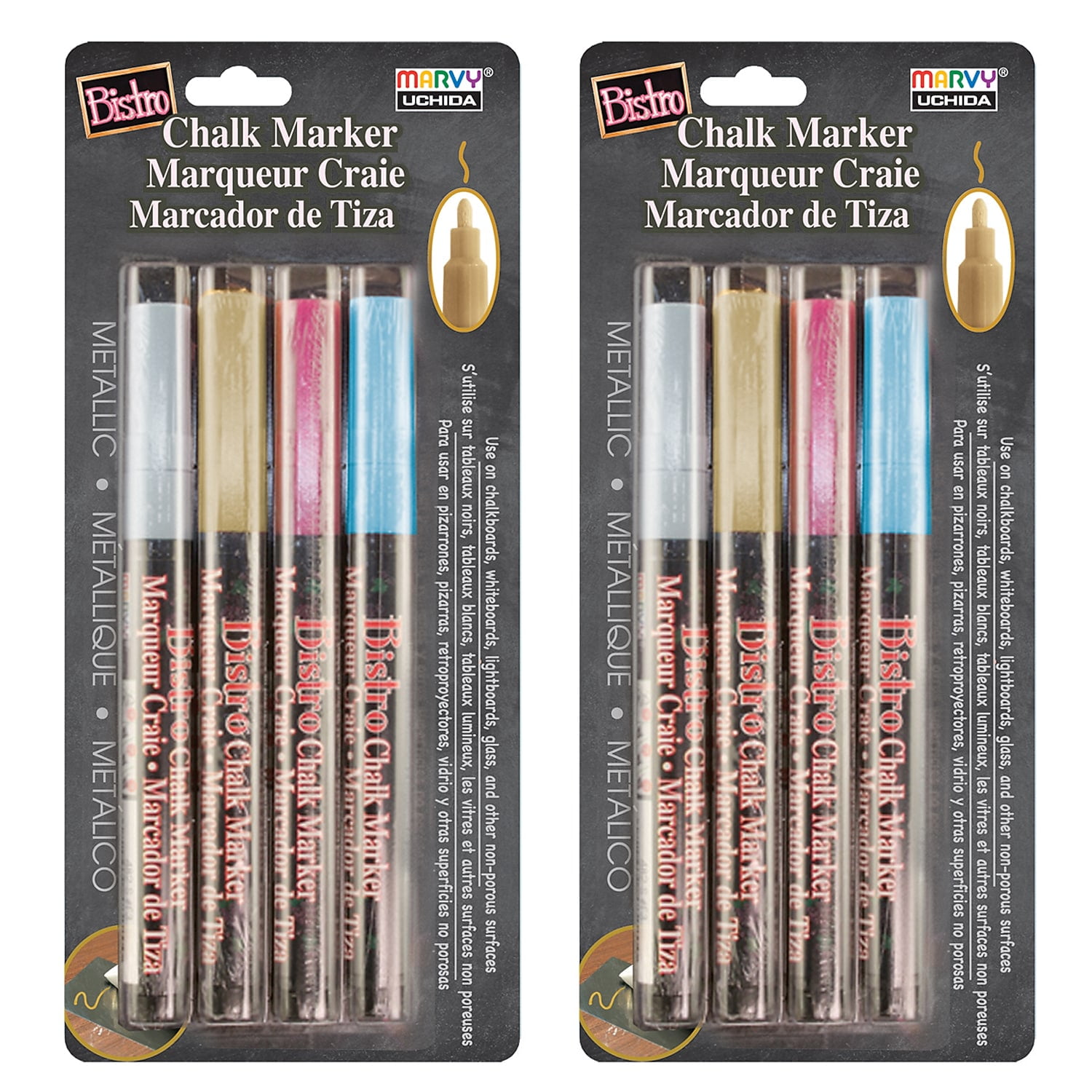 Marvy Uchida Chalk Markers Fine Tip Green 4/Pack 2 Packs (UCH4824M-2)