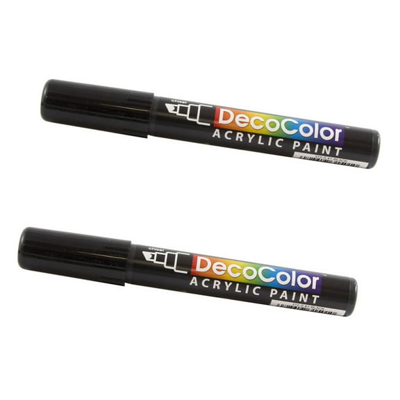 Marvy Uchida Chisel Tip Acrylic Paint Markers, Black, 2/Pack