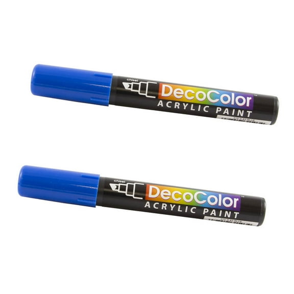 Marvy Uchida Chisel Tip Acrylic Paint Markers, Blue, 2/Pack