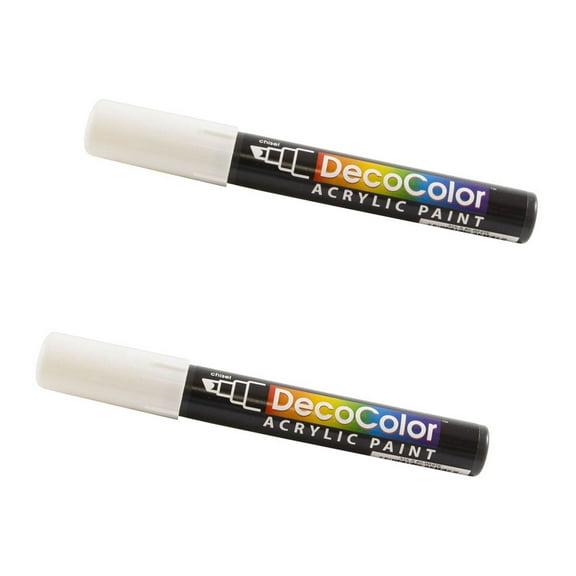 Marvy Uchida Chisel Tip Acrylic Paint Markers, White, 2/Pack