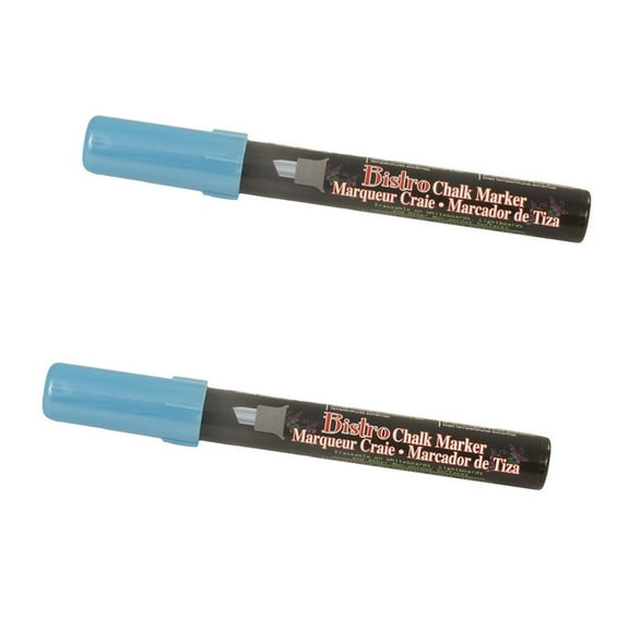 Marvy Uchida Chisel Tip Chalk Markers, 2/Pack, Light Blue Metallic