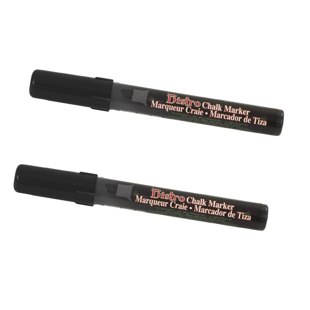 Marvy Uchida Chisel Tip Chalk Markers, Black, 2/Pack
