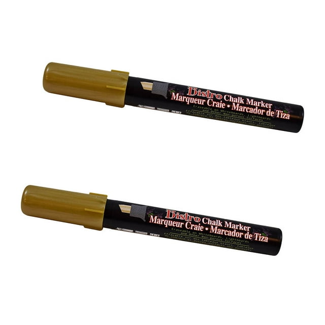 Marvy Uchida Chisel Tip Chalk Markers, Gold Metallic, 2/Pack