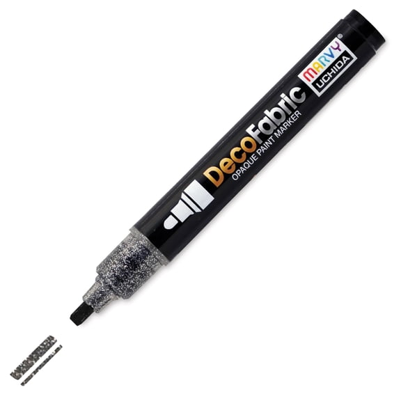 Marvy Uchida DecoFabric Opaque Paint Marker - Glitter Black, Medium Tip
