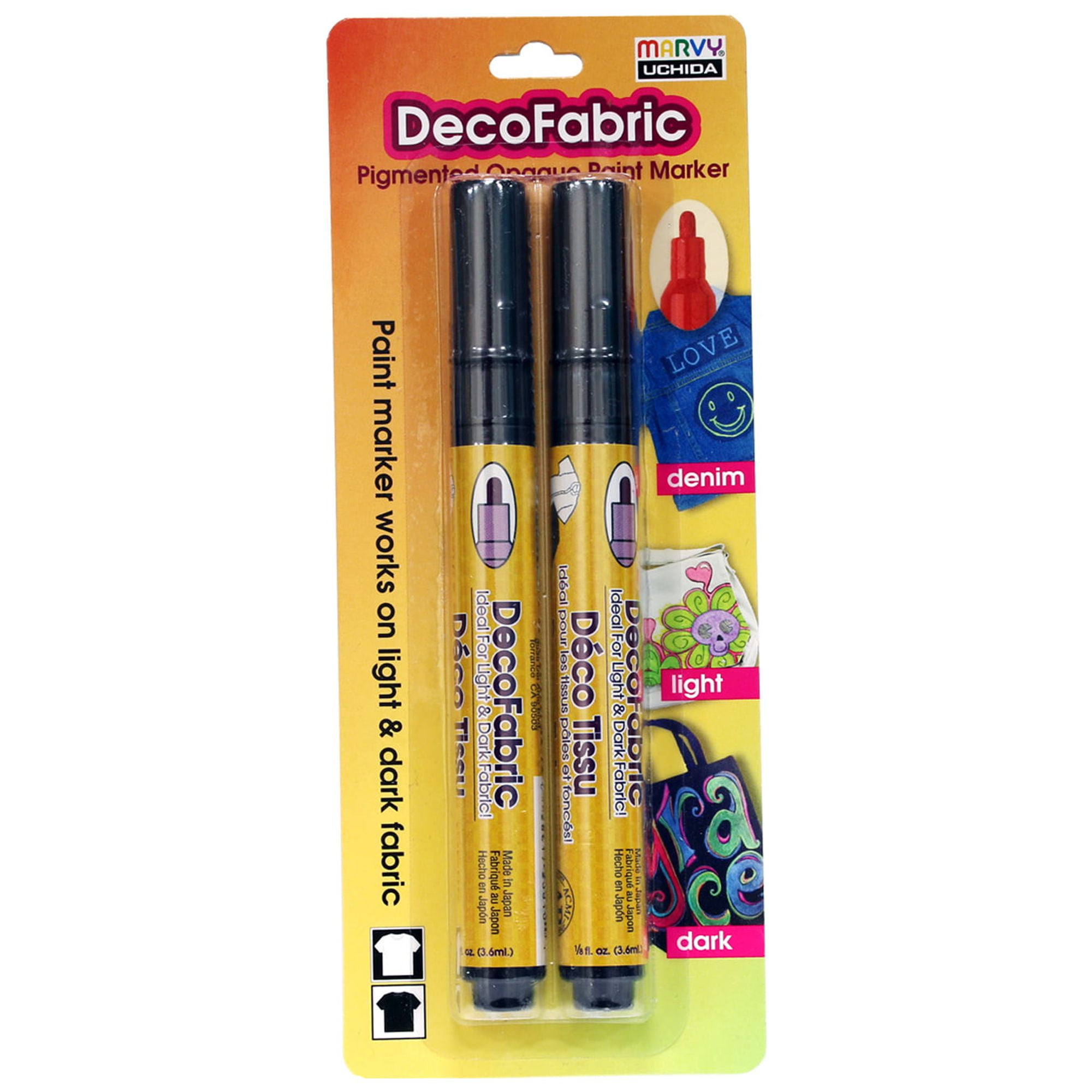 MARVY UCHIDA DECOFABRIC FABRIC PAINT MARKER BLACK 2PK