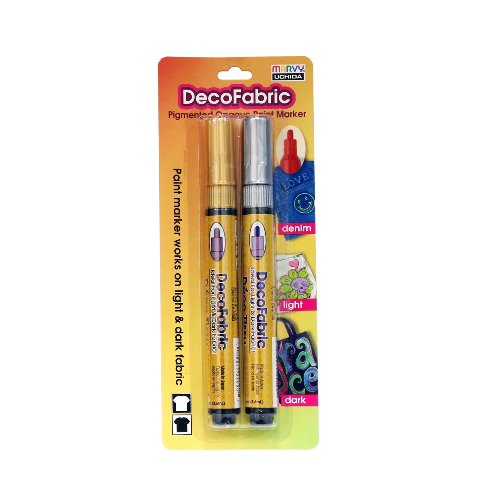 Marvy Uchida Decofabric Fabric Paint Marker Gold/Silver 2Pk