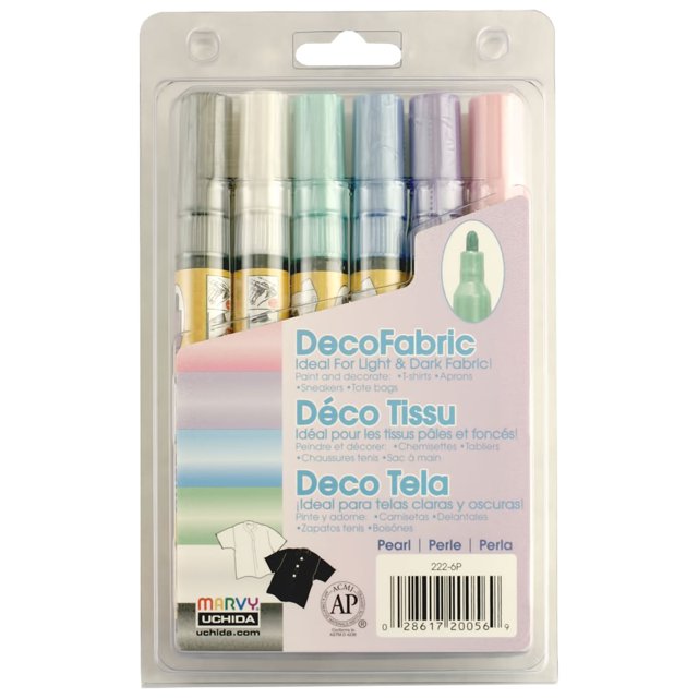 Marvy Uchida Decofabric Fabric Paint Marker Set/6 Pearl Set