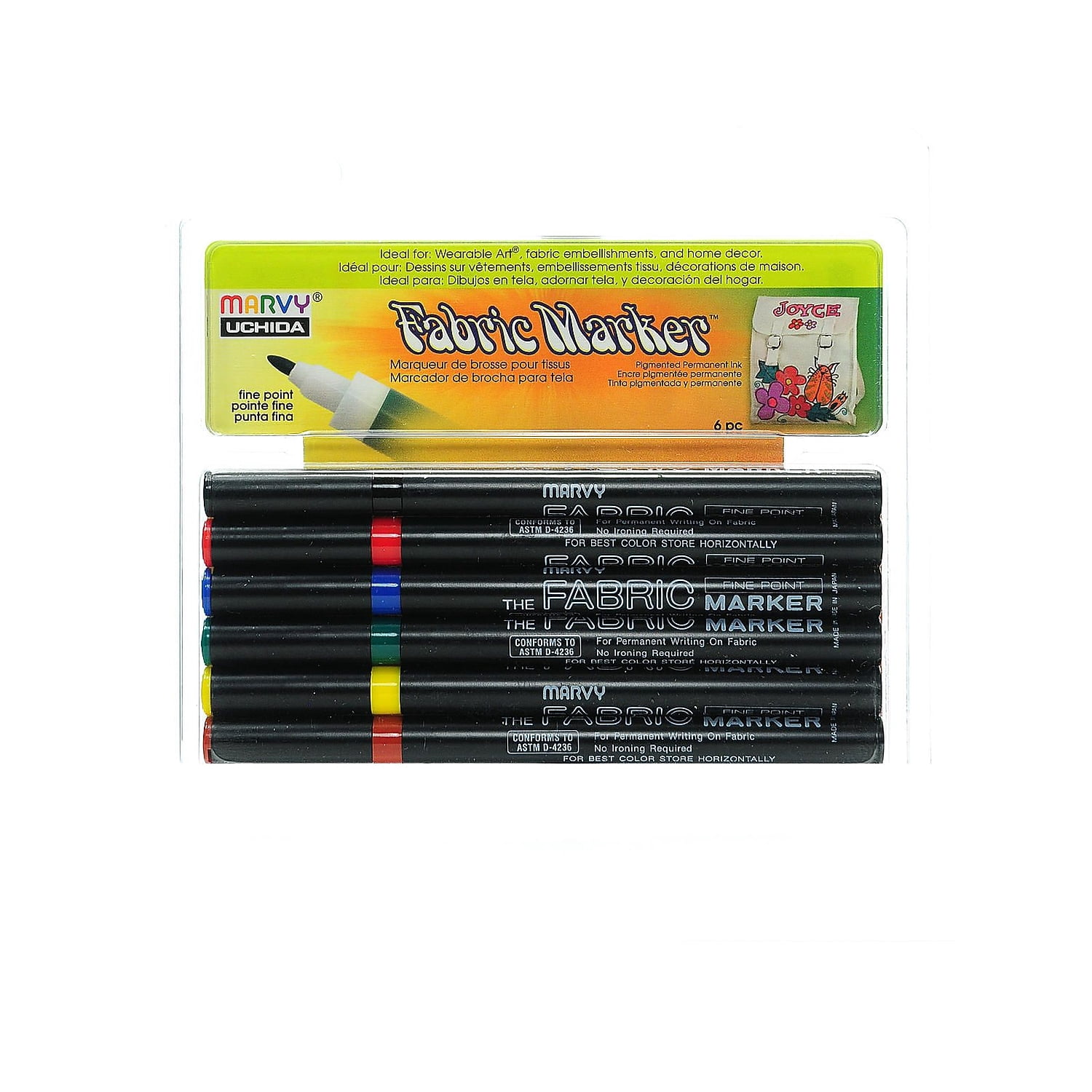 Marvy Uchida Primary Fabric Marker Set of 6