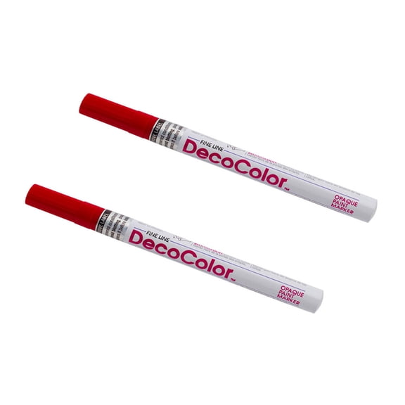Marvy Uchida Fine Line Opaque Paint Markers, Red, 2/Pack