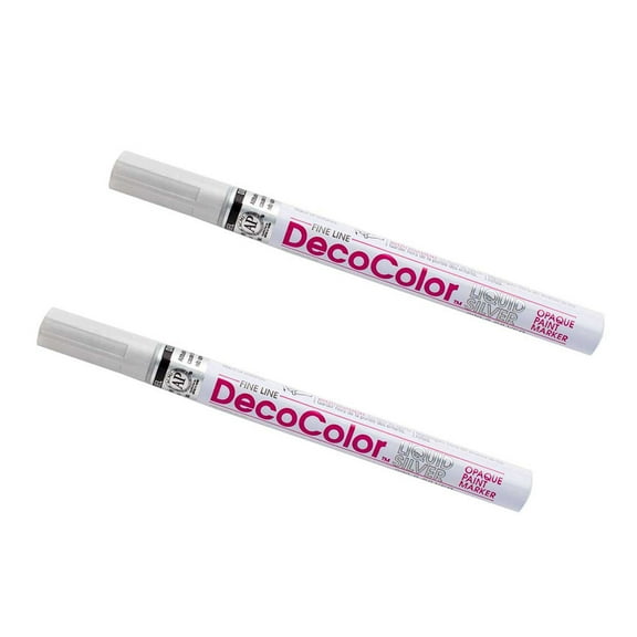 Marvy Uchida Fine Line Opaque Paint Markers, Silver, 2/Pack