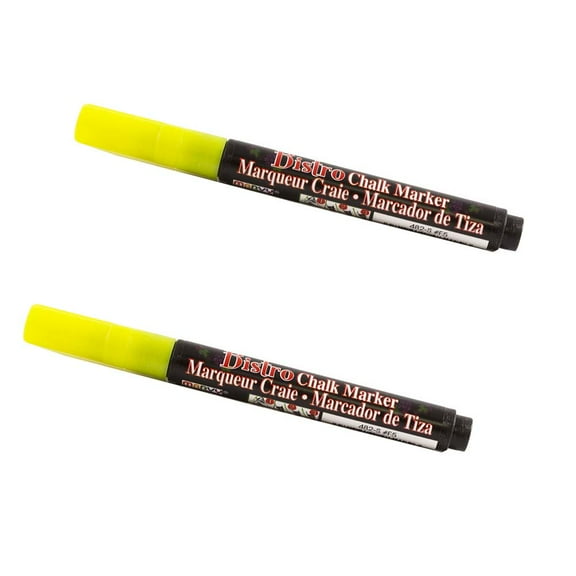 Marvy Uchida Fine Point Chalk Markers, Neon Yellow, 2/Pack