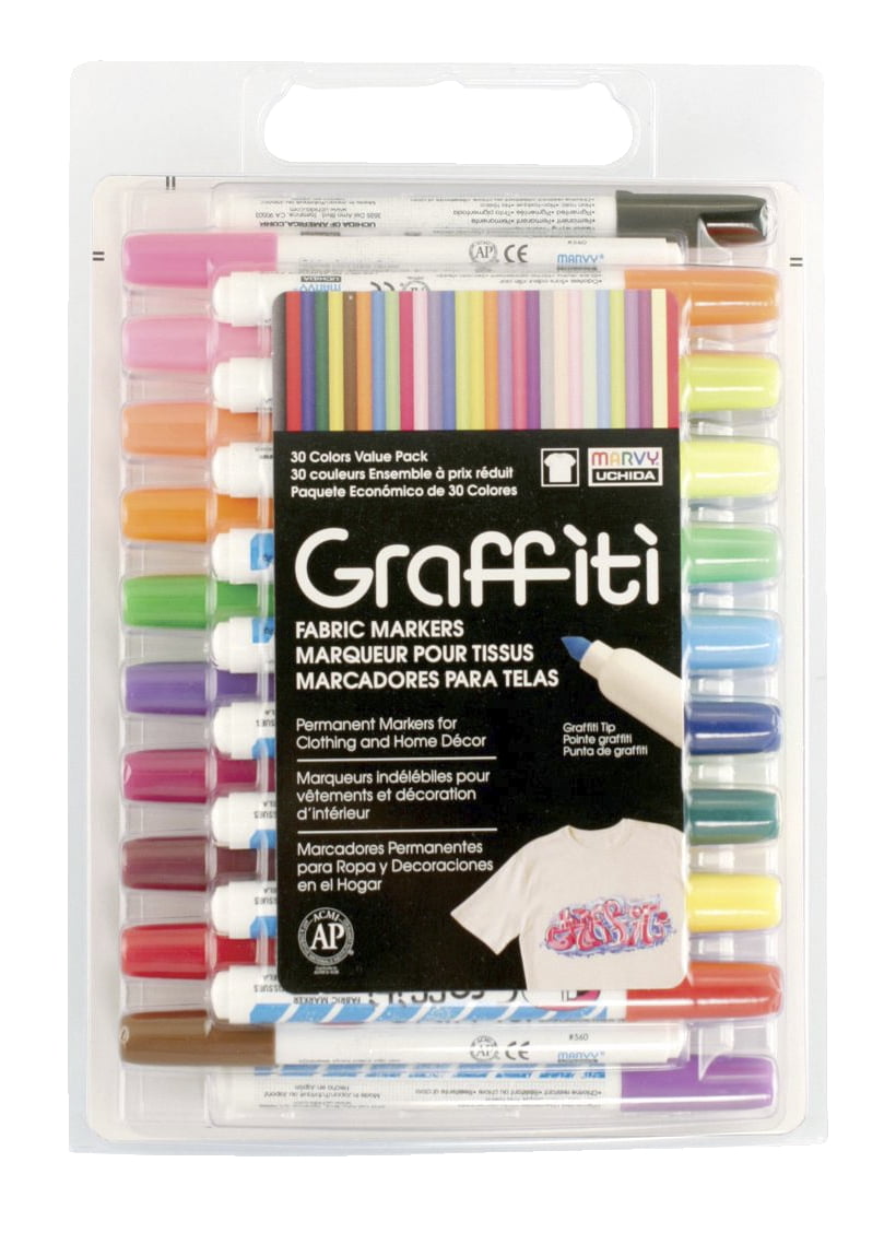 Marvy Uchida Fabric Markers Graffiti Colors 30-Pack